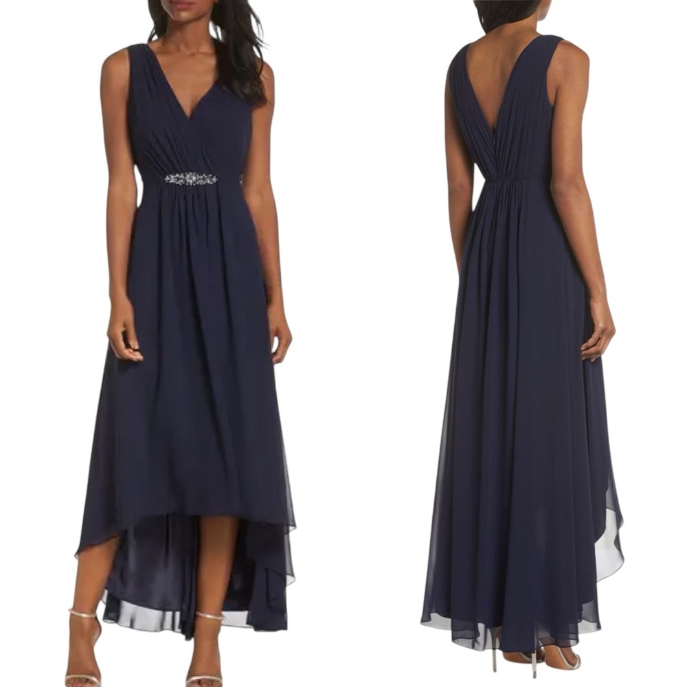 Eliza J Embellished High/Low Chiffon Dress Size 8 NWOT